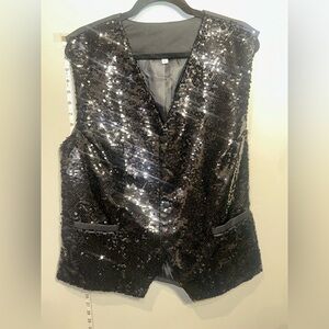 Source Unknown Shimmering Black Sequin Vest